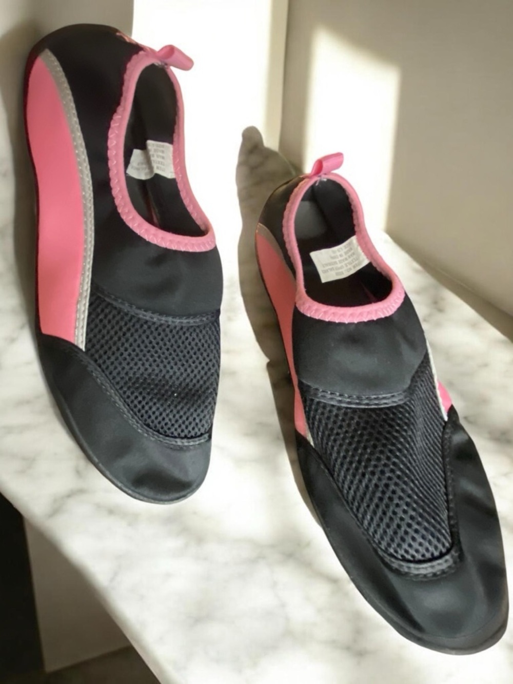 Black and Pink Slip-On Water Shoes sz L 9-10